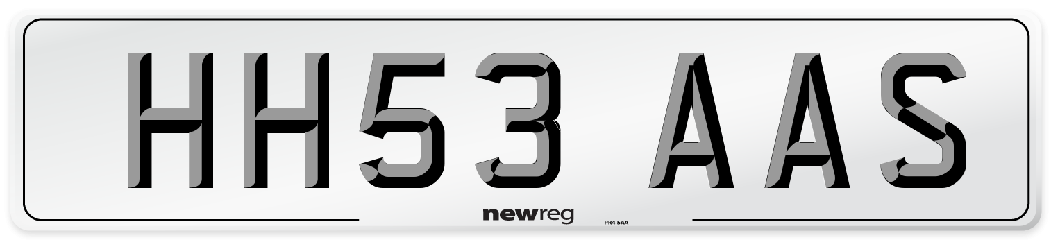 HH53 AAS Number Plate from New Reg